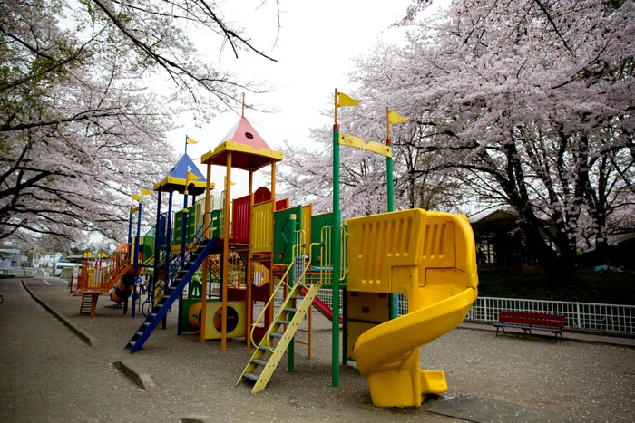 北本市子供公園 大型複合遊具の低学年対象エリア らせんすべり台