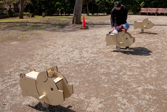 サイボクハム　サイボクの森　無料の遊具　豚のロッキング遊具