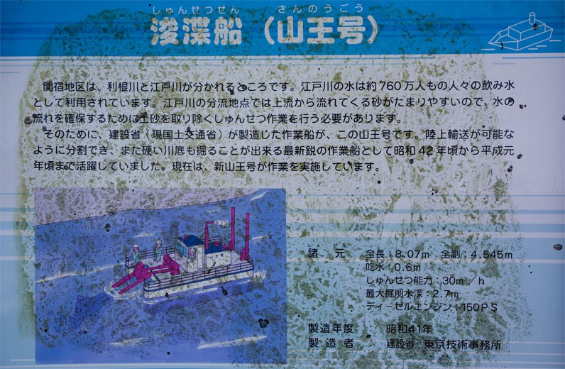 関宿城博物館　関宿にこにこ水辺公園　浚渫船山王号　説明板